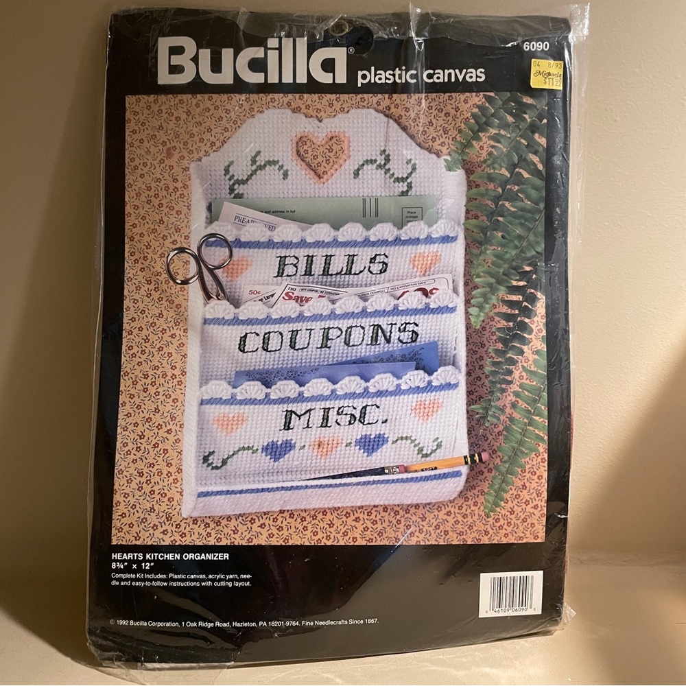 1992 Vintage Bucilla Plastic Canvas Kit Hearts Kitchen Organizer Coupons…